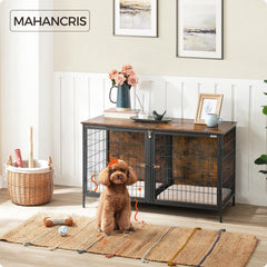 MAHANCRIS removable-divider highlights adjustable kennel capacity for two small dogs or one large dog.