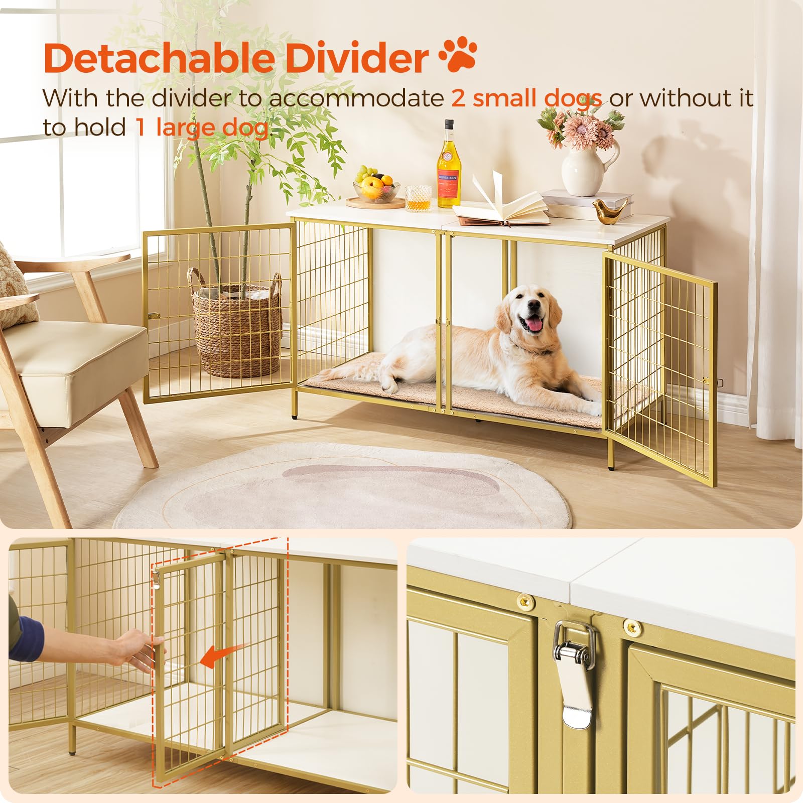 MAHANCRIS dog crate furniture sturdy panels and metal frame