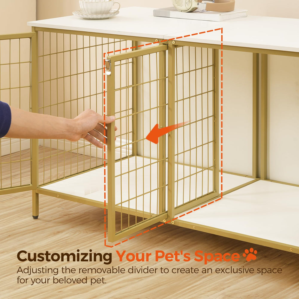 MAHANCRIS dog crate furniture white and gold finish adds style