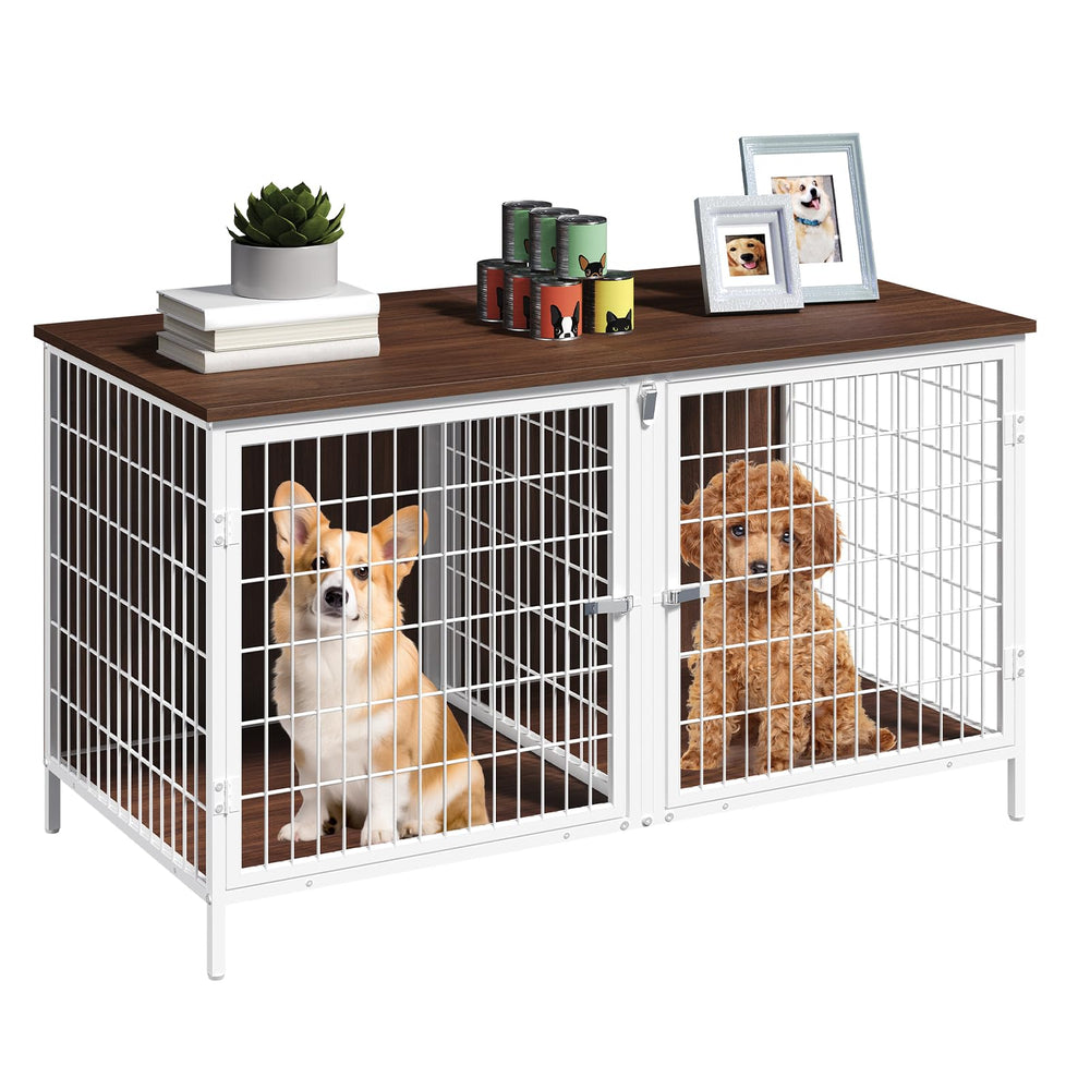 MAHANCRIS dog crate furniture white-walnut finish is stylish and functional.