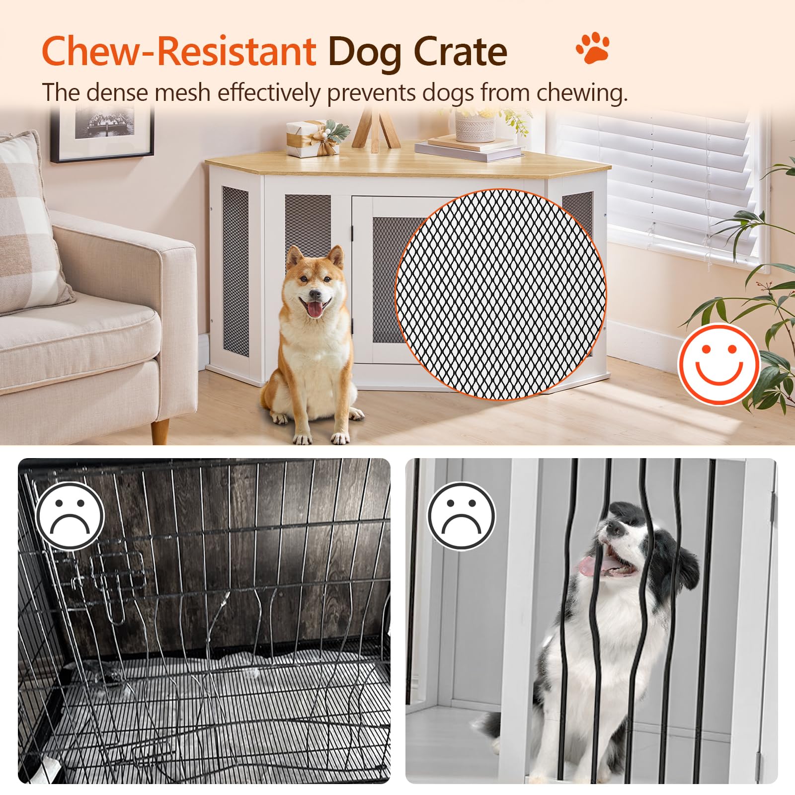 MAHANCRIS Dog kennel side table view blends furniture style with shelter.
