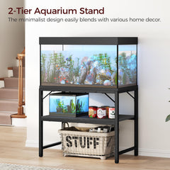 MAHANCRIS fish tank stand bottom shelf offers extra storage for accessories