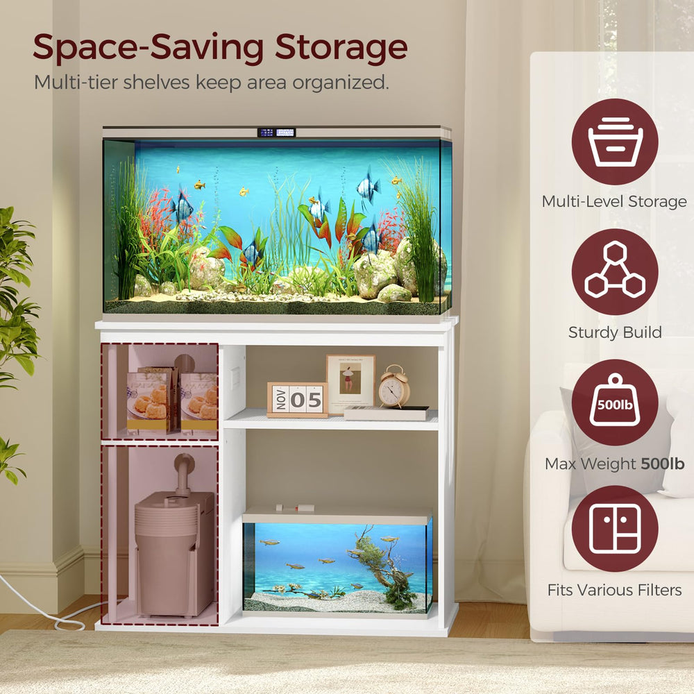 MAHANCRIS fish tank stand cable management features keep cords neat behind the tank