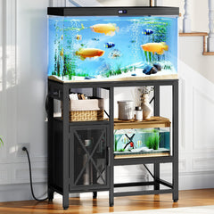 MAHANCRIS fish tank stand with power outlets enables easy lighting and filtration setup