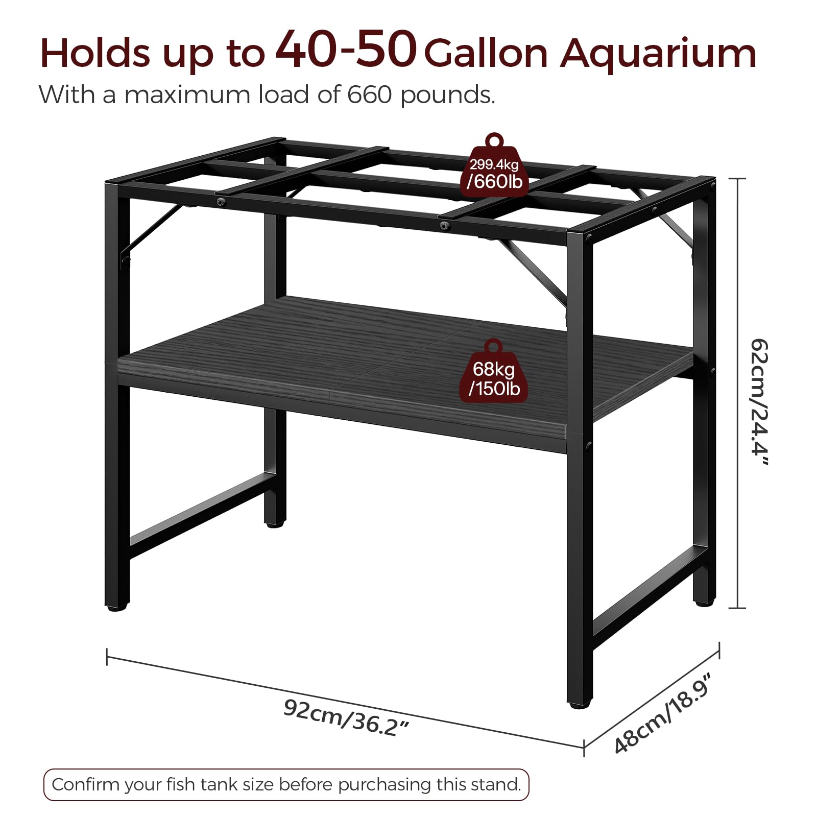 MAHANCRIS fish tank stand second shelf holds 150 lb for tools and supplies