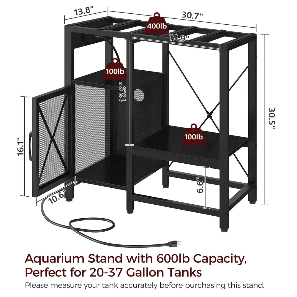 MAHANCRIS fish tank stand storage cabinets neatly organize supplies