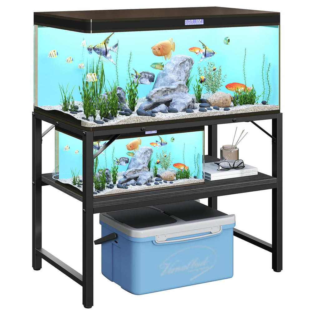 MAHANCRIS fish tank stand two-tier storage keeps gear organized
