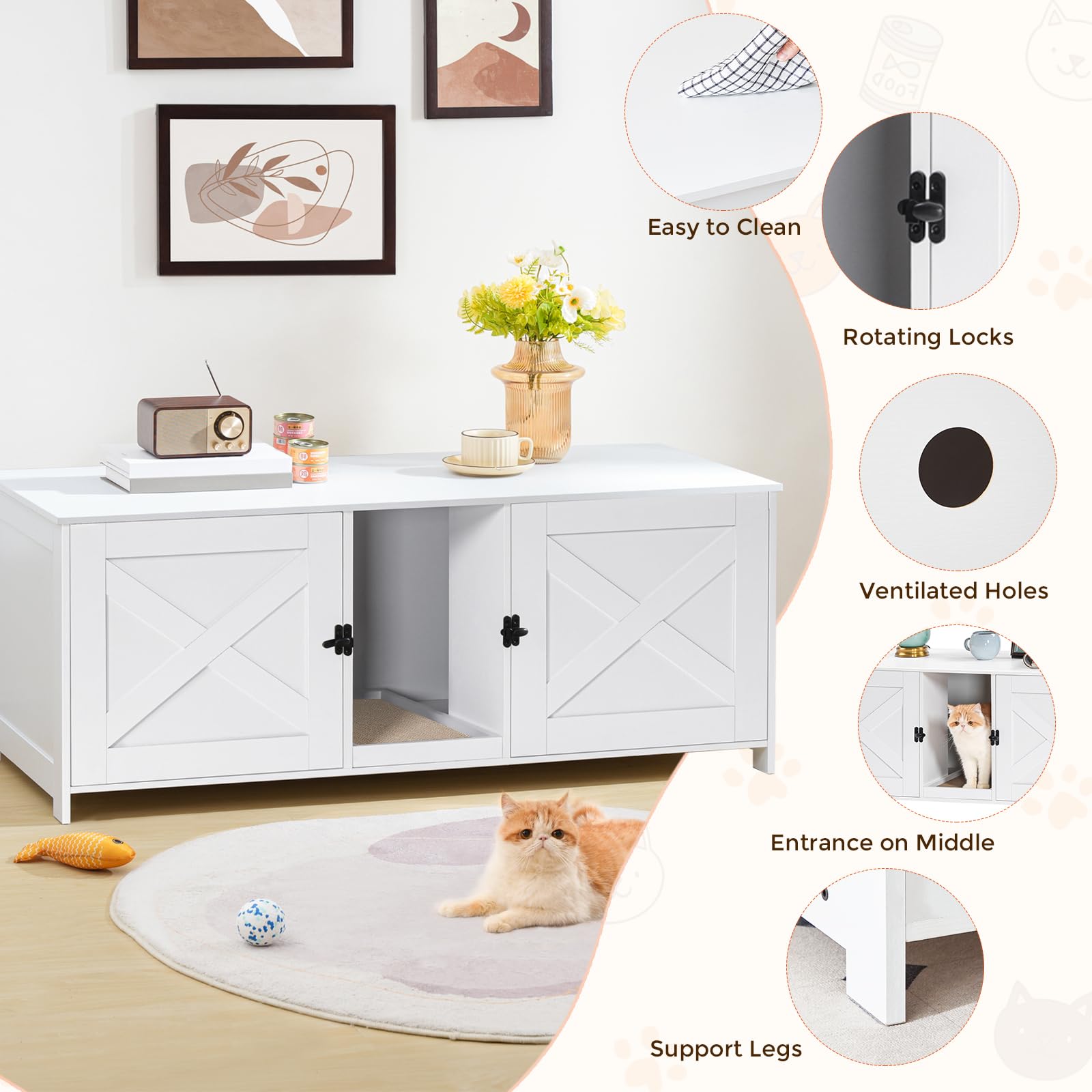 MAHANCRIS hidden litter box helps keep floors cleaner.