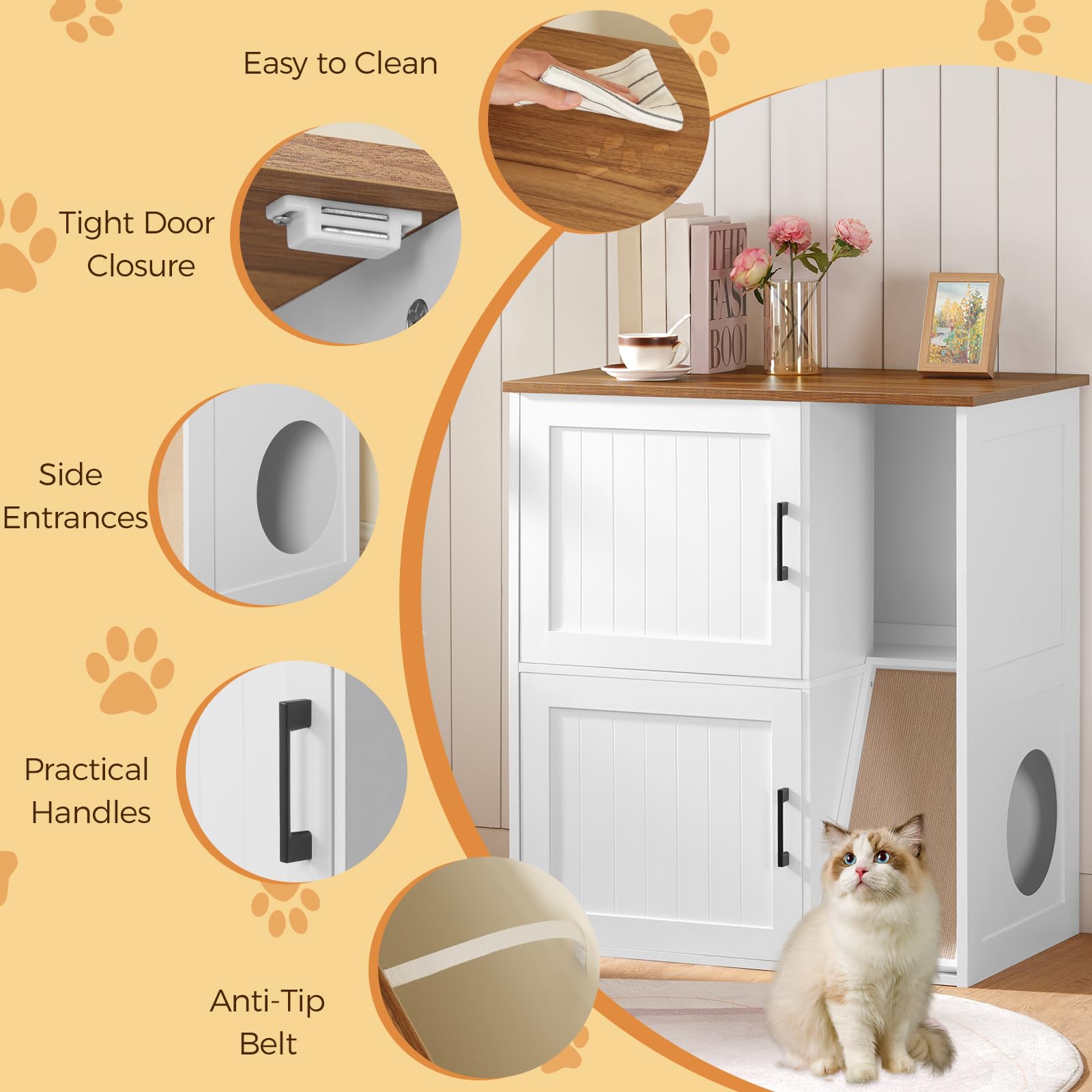 MAHANCRIS Litter Box Enclosure assembly guide ensures straightforward setup.