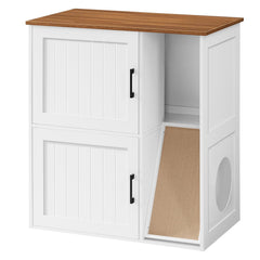 MAHANCRIS Litter Box Enclosure front view with dual-entry access for a cleaner space.