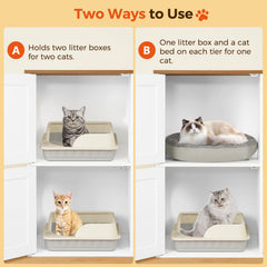 MAHANCRIS Litter Box Enclosure scratching mat enhances scratching while entering.