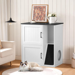MAHANCRIS litter box enclosure side entry view emphasizes airflow for odor control and convenience