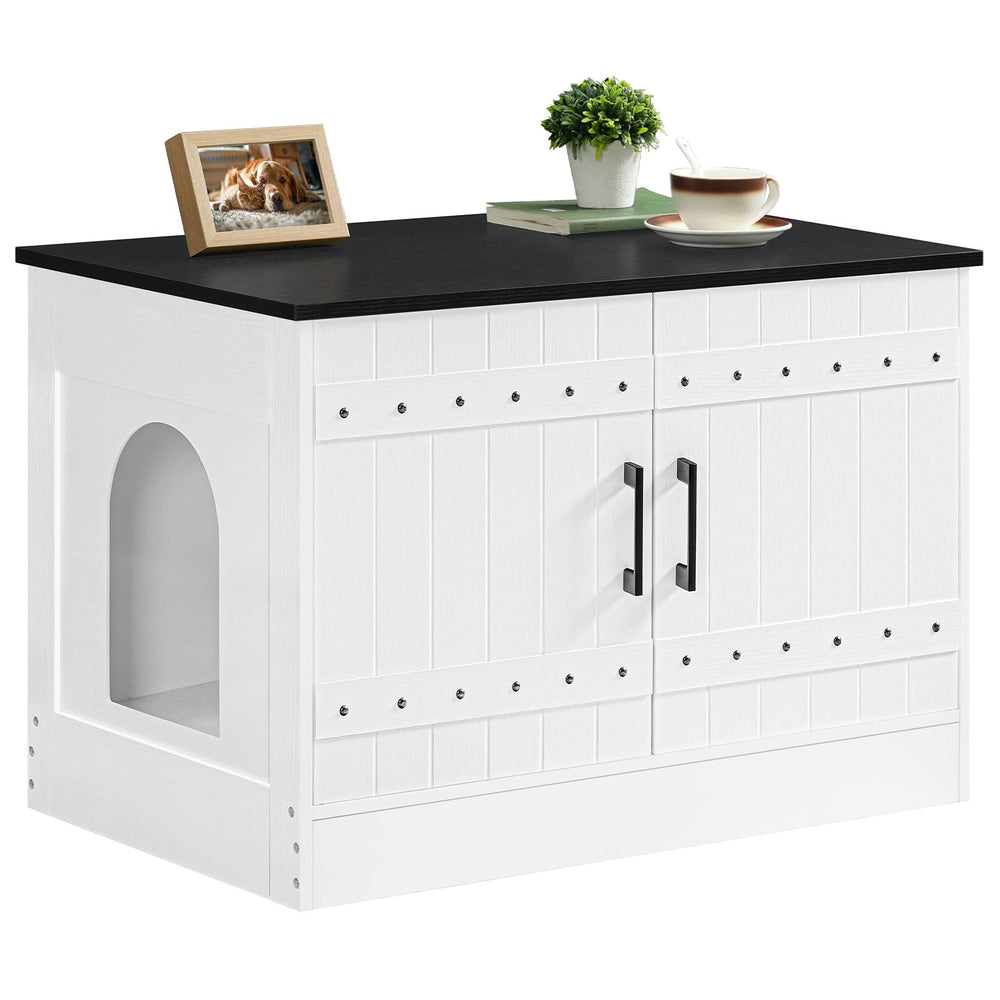 MAHANCRIS CWBB3101 unit in white and black fits rooms while offering hidden litter access