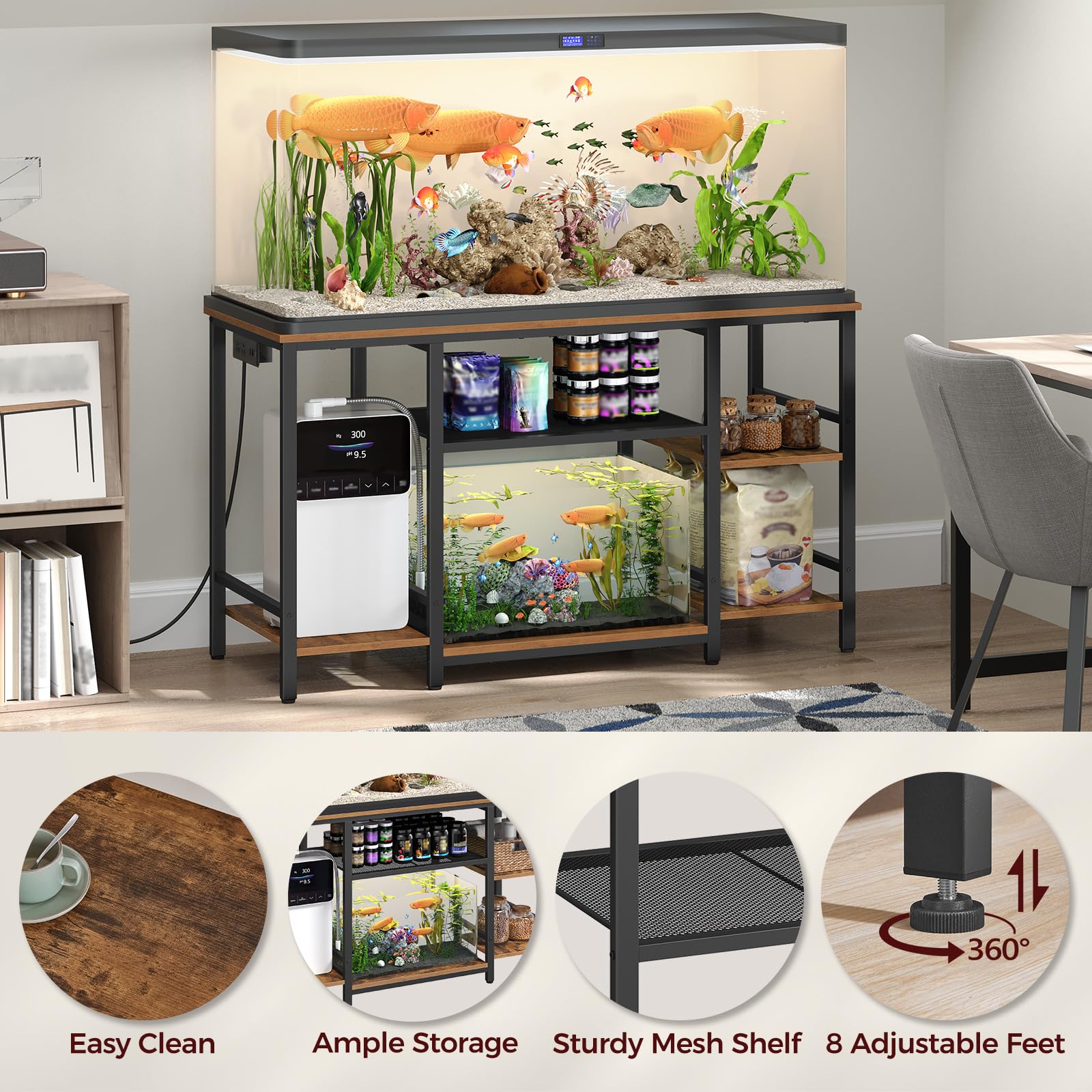 MAHANCRIS rustic brown finish adds warm, durable look to any aquarium space.