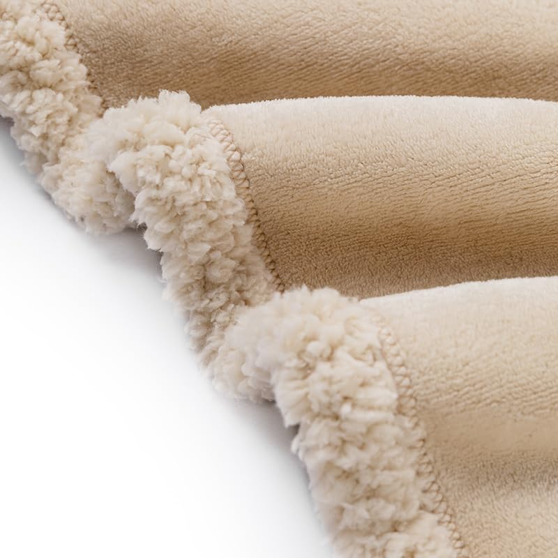 Maidewow reversible Sherpa fleece blanket with dual textures for cozy warmth.