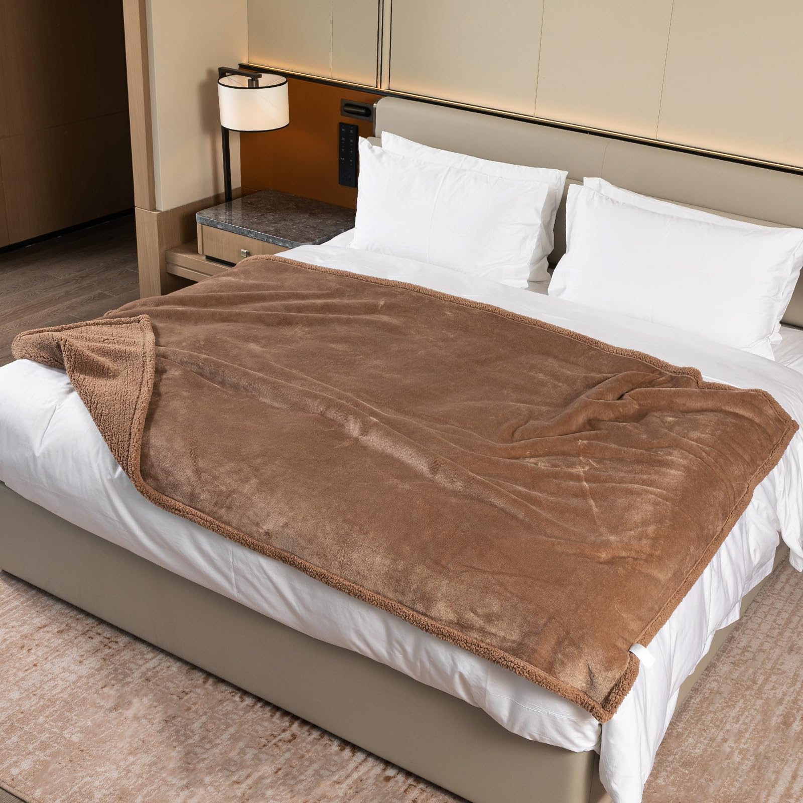 Maidewow dark blanket on couch shows cozy warmth and furniture protection.