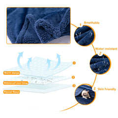 Maidewow navy-blue dog blanket flannel side gentle comfort
