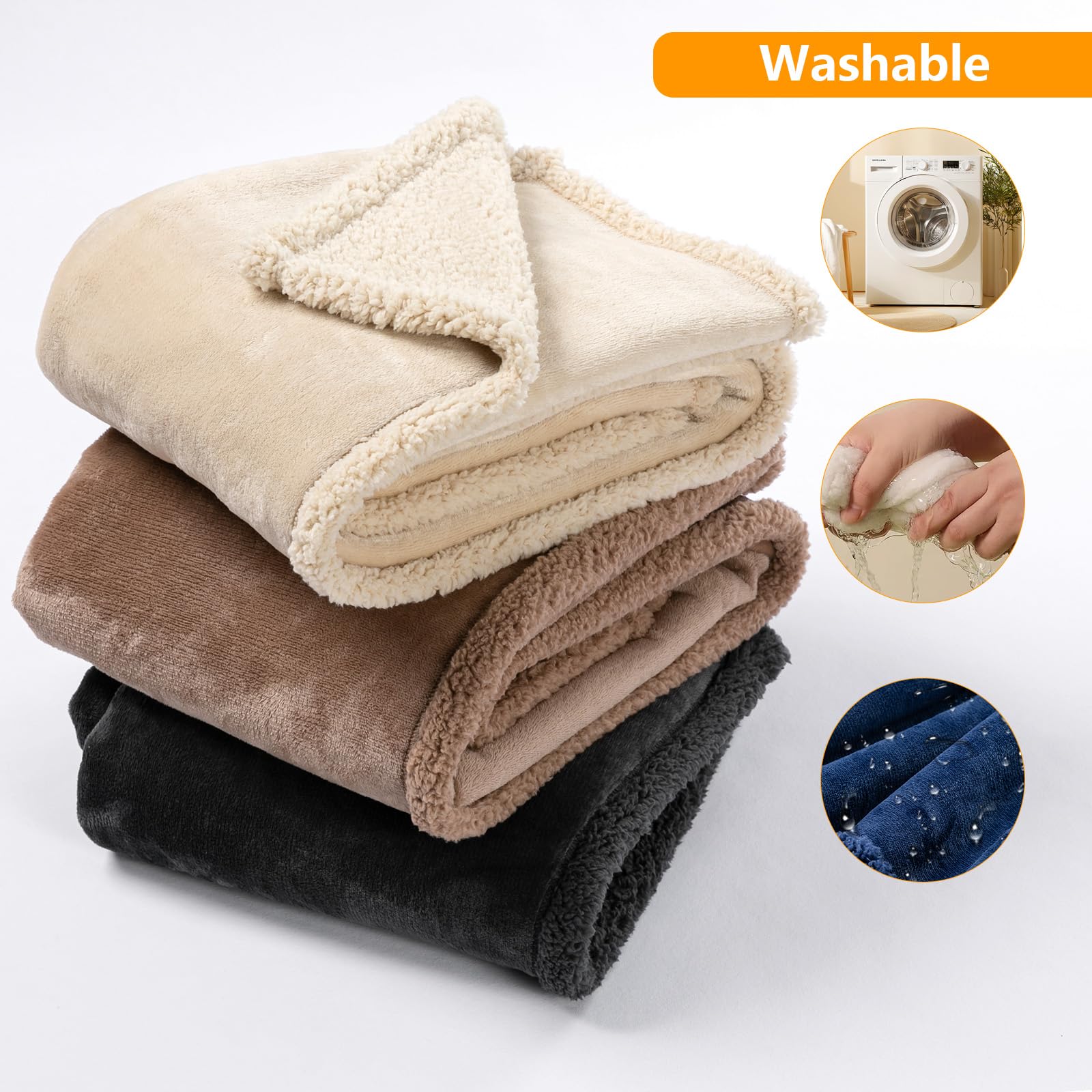 Maidewow navy-blue dog blanket machine-washable for easy cleaning