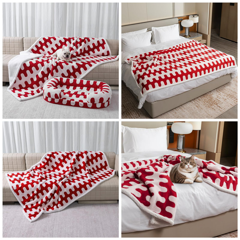 Maidewow green floral check pet bed cover protects bed and couch