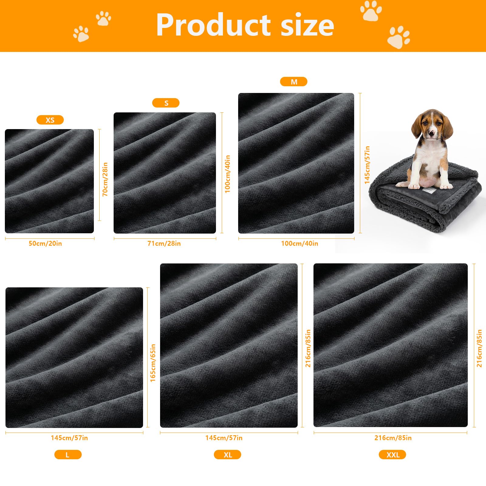 Maidewow Waterproof Dog Blanket size options fit sofa, bed, car and more.