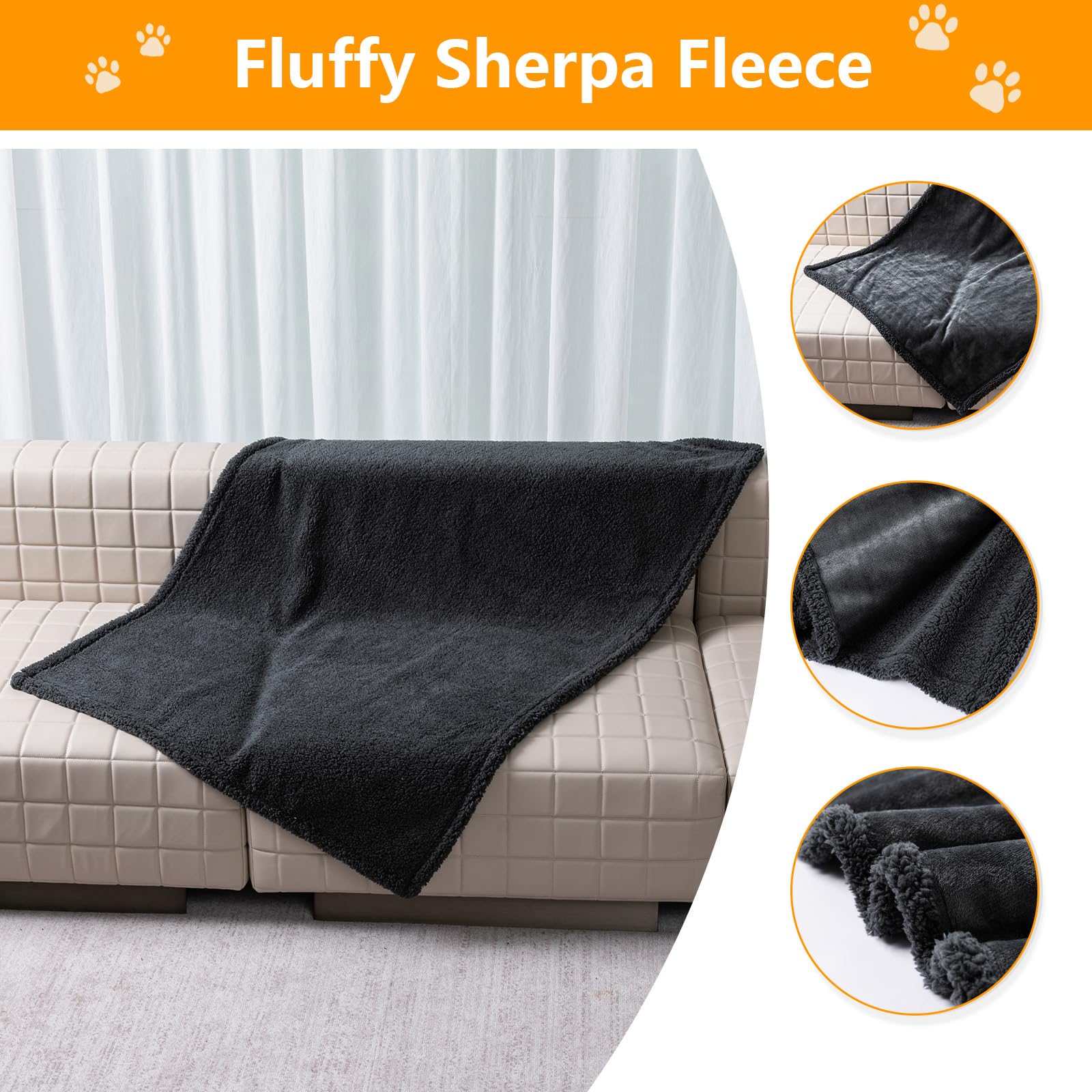 Maidewow Waterproof Dog Blanket waterproof inner lining blocks moisture from accidents.