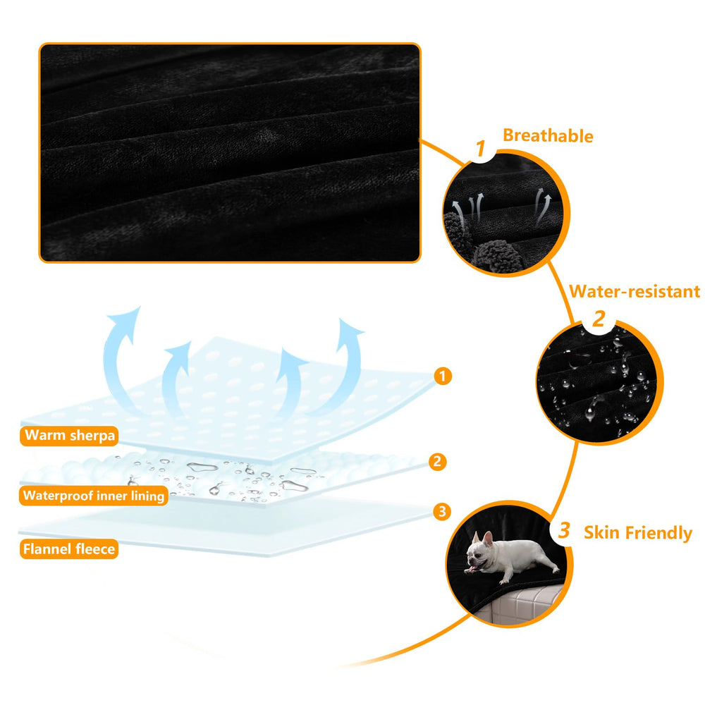 Maidewow lightweight, travel-friendly blanket in black for outdoors.