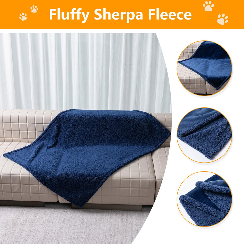 Maidewow reversible navy blanket shows two textures for versatile comfort
