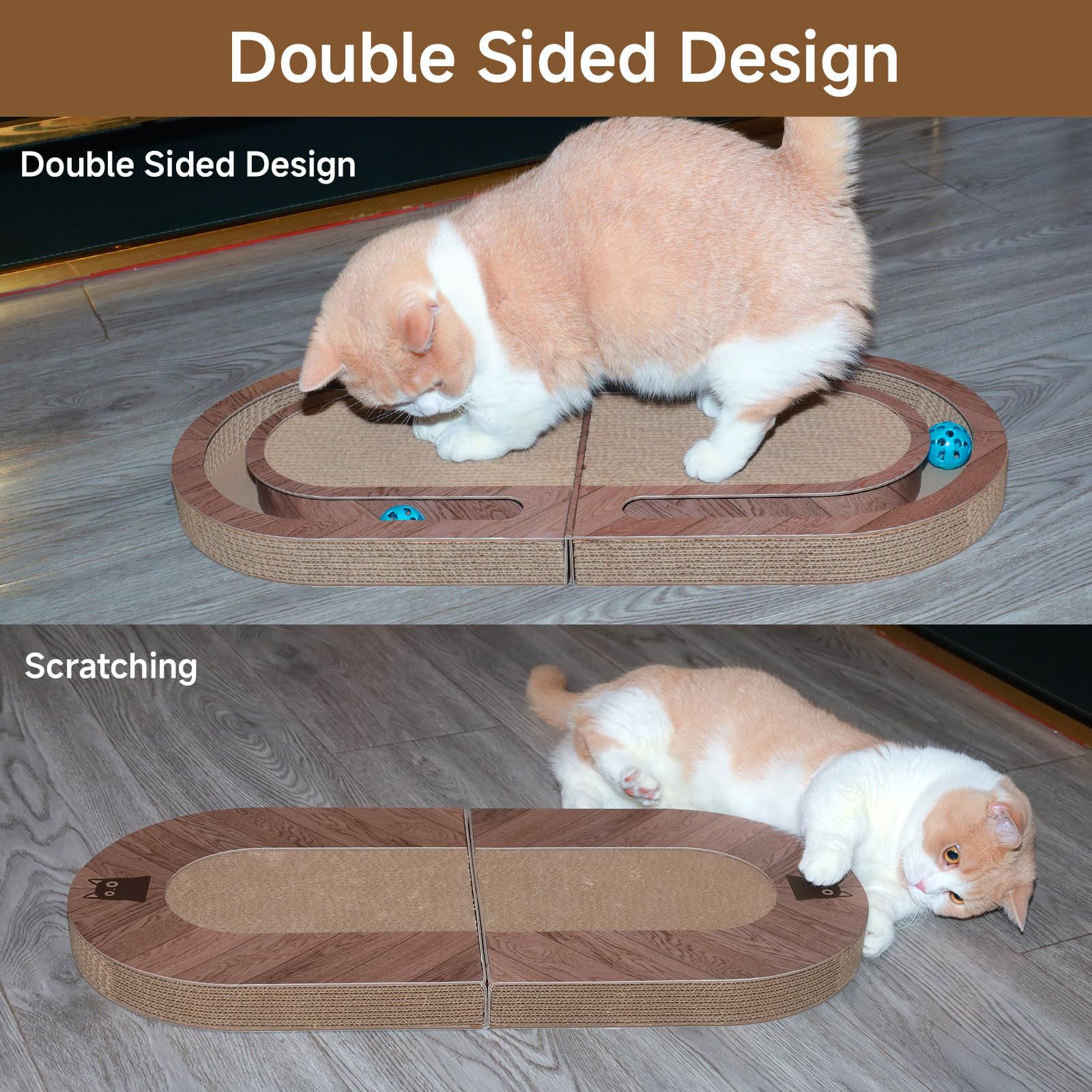 Maigandamai 26-inch cat scratcher with bells on wall encourages vertical scratching and space efficiency.