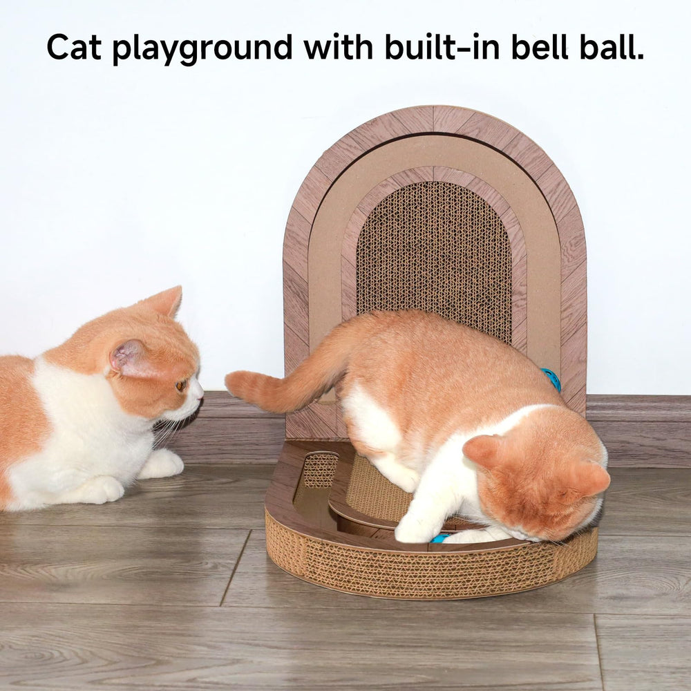 Maigandamai 26-inch scratcher on floor beside couch protects furniture while inviting scratching.