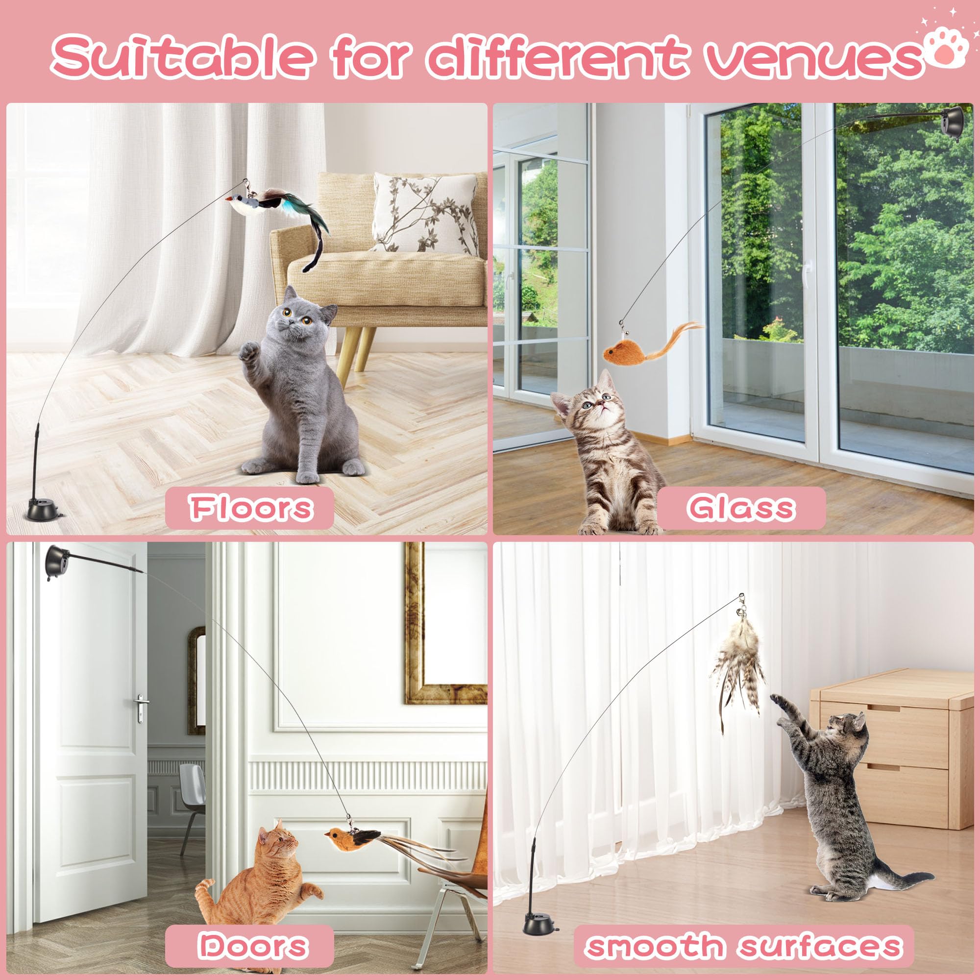 Maiguangta cat wand toy feather toys flutter and engage hunting instincts.