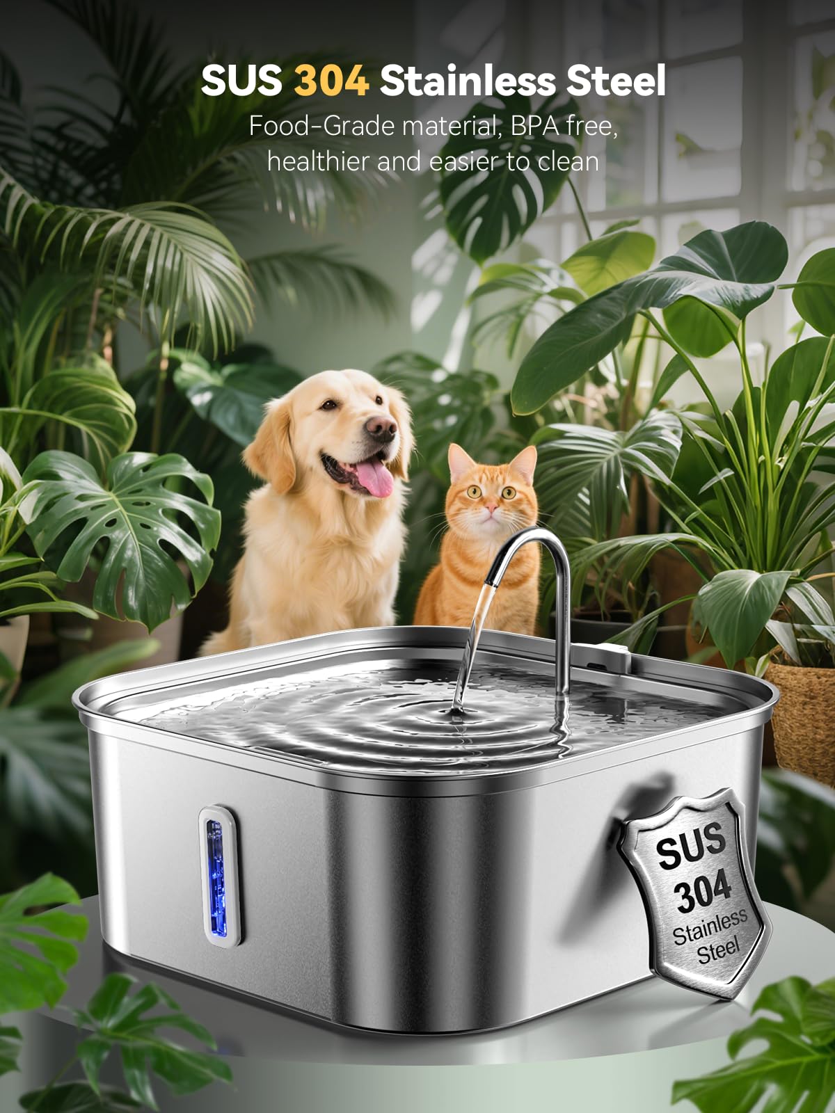 MAILOFY deeper and wider tray reduces splashing during vigorous drinking.