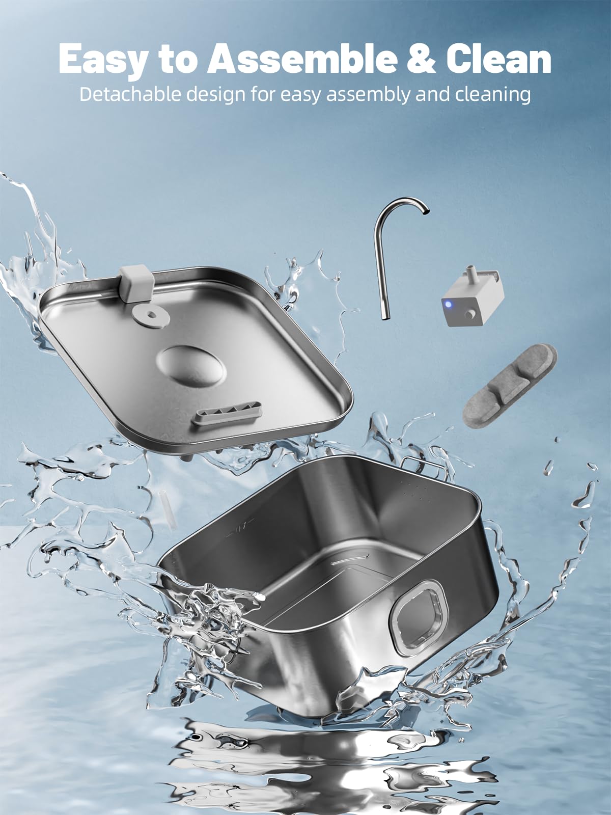 MAILOFY dog fountain anti-tip sturdy design improves stability.