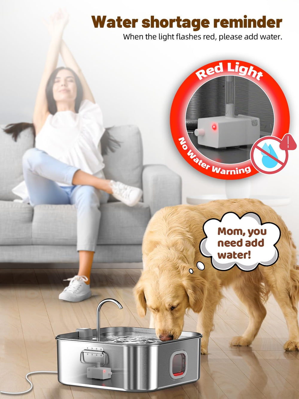 MAILOFY dog fountain dishwasher-safe parts simplify maintenance and cleaning.