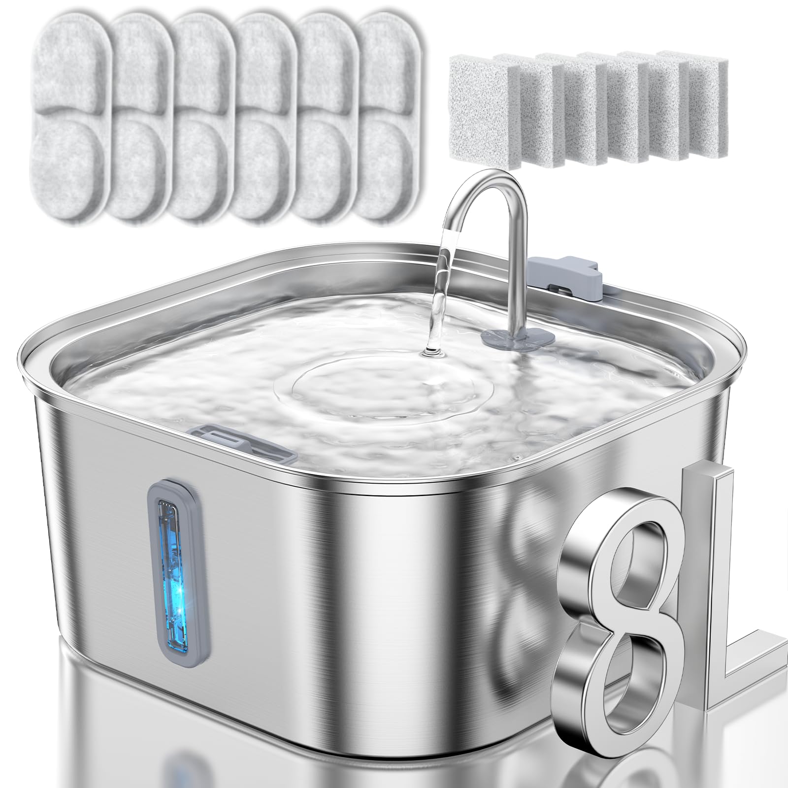 MAILOFY dog water fountain 8L supports multi-pet households with ample capacity.