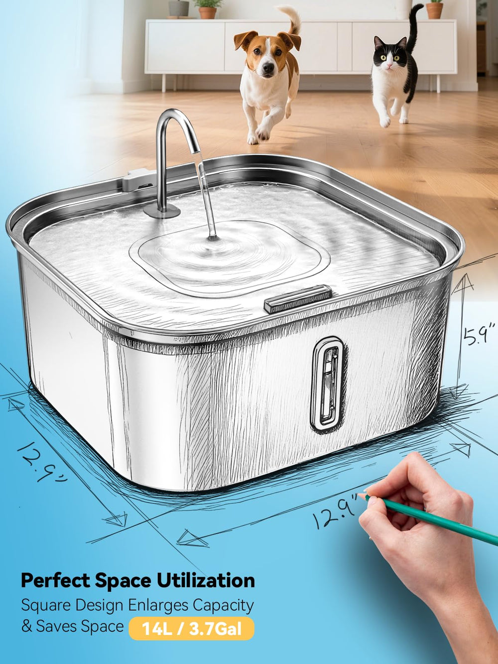 MAILOFY water window lets you monitor levels for timely refills.