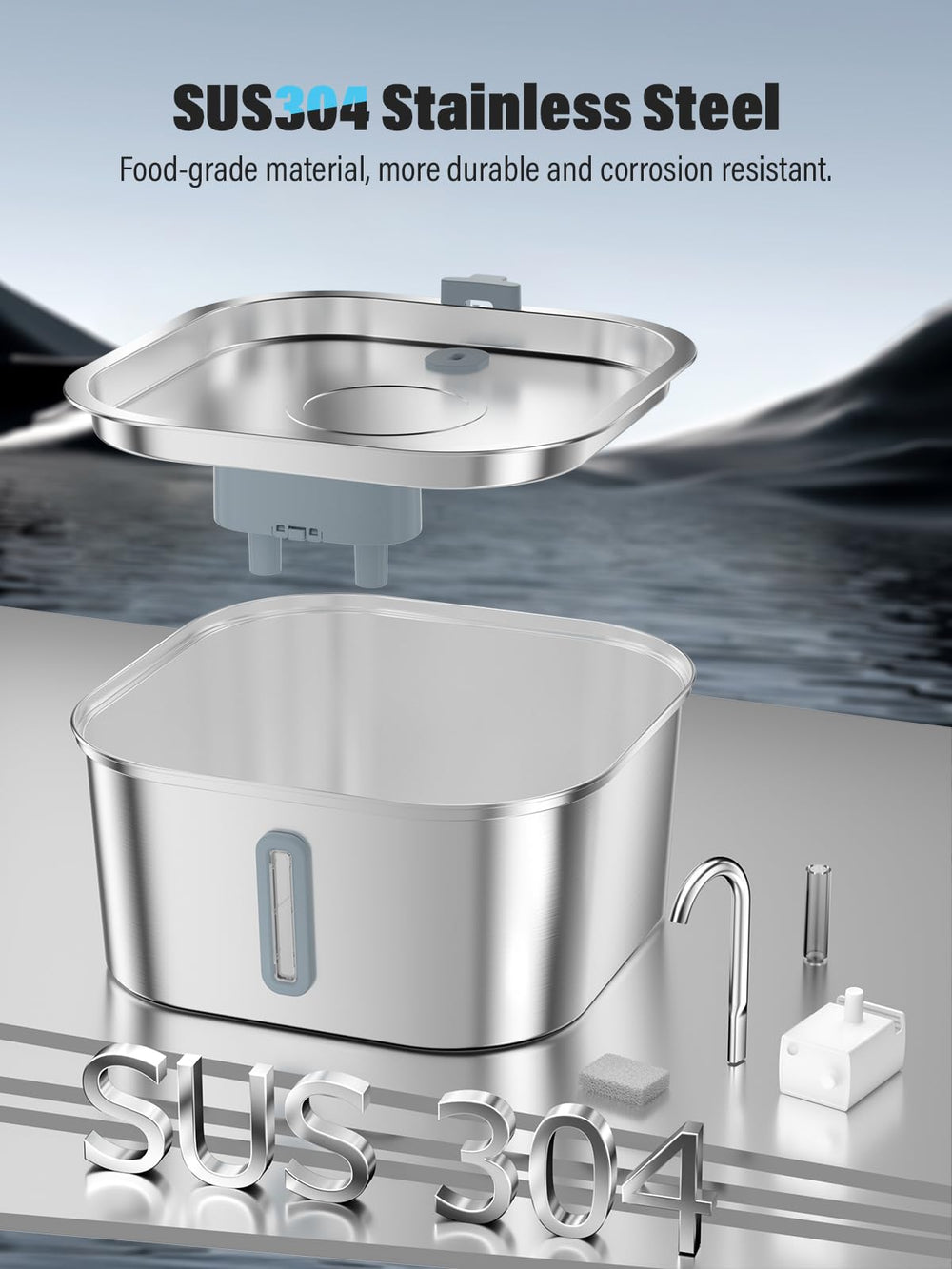 MAILOFY water level window lets you monitor levels without opening the lid.
