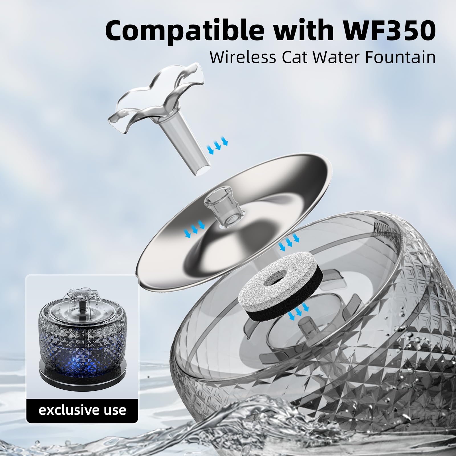MAILOFY wireless cat water fountain smart indicators show status at a glance for easy upkeep