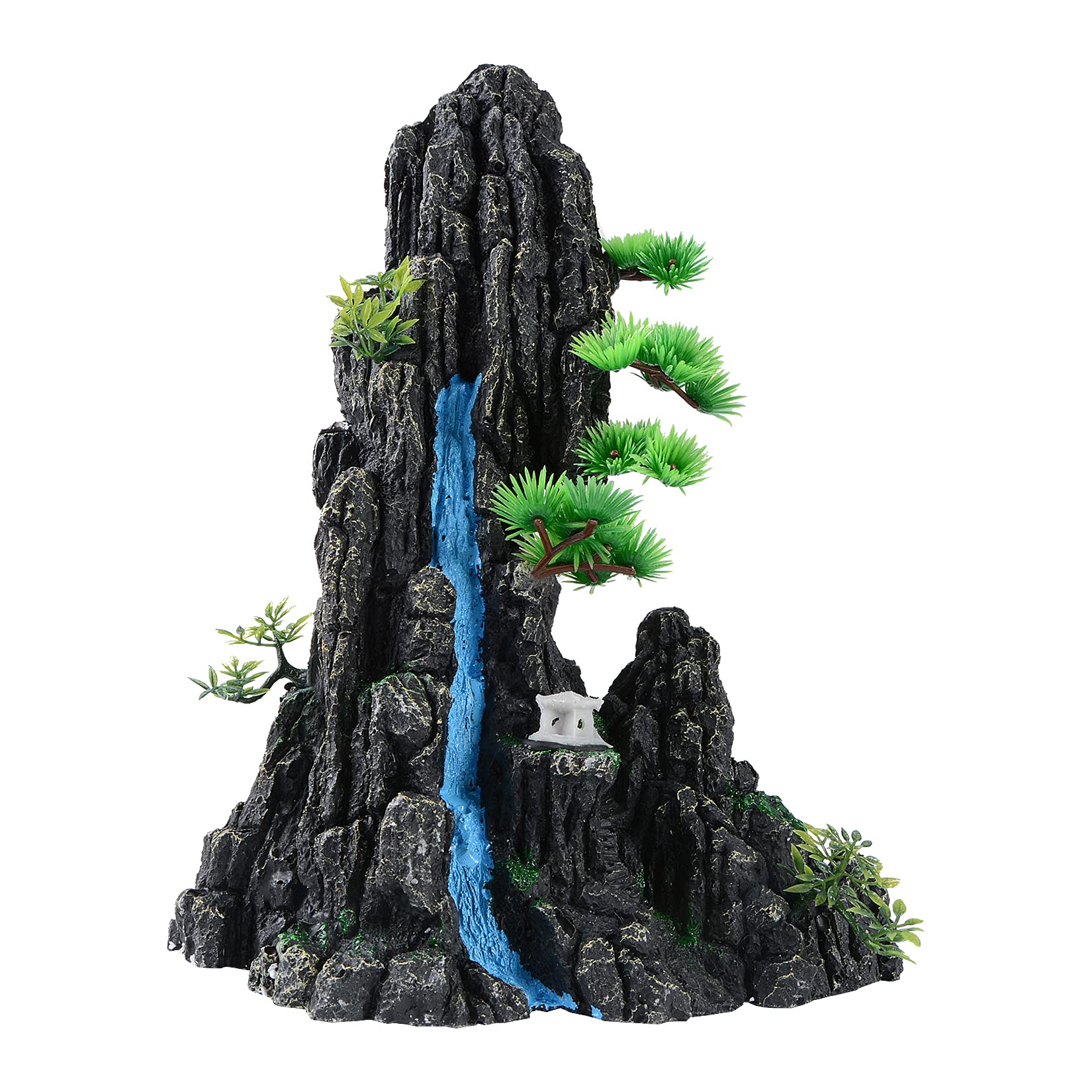 Mairuker mountain-view decor with gazebo and trees enhances tank aesthetics and natural hiding spots.