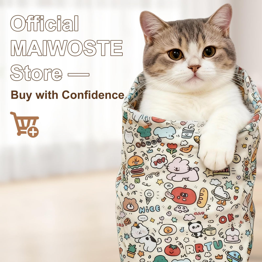 maiwoste elephant cat wrap anti-escape design shows self-adhering hold for safe grooming
