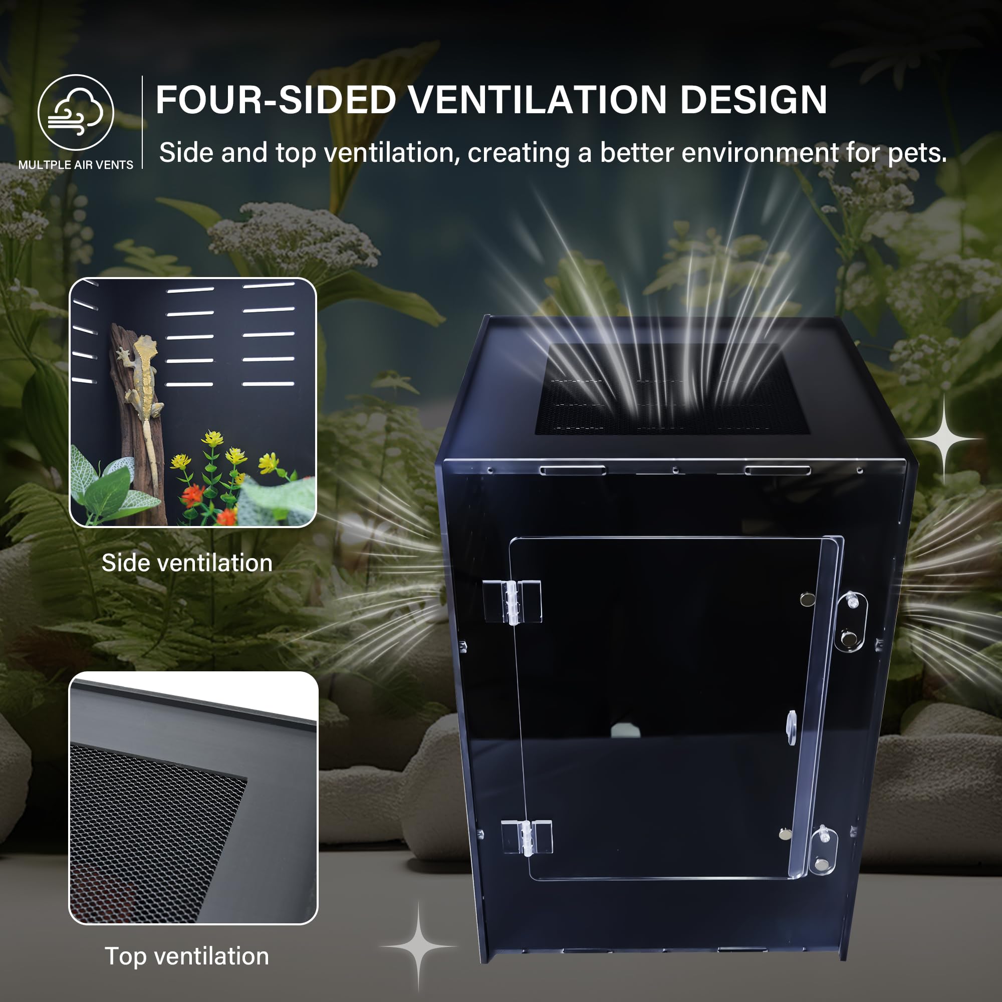 Maiyuolg reptile enclosure five-sided light block emphasizes controlled sun exposure and stable conditions.