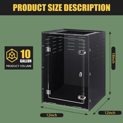 maiyuolg Reptile Tank 12x12x18 side view shows durable construction for long-lasting habitats