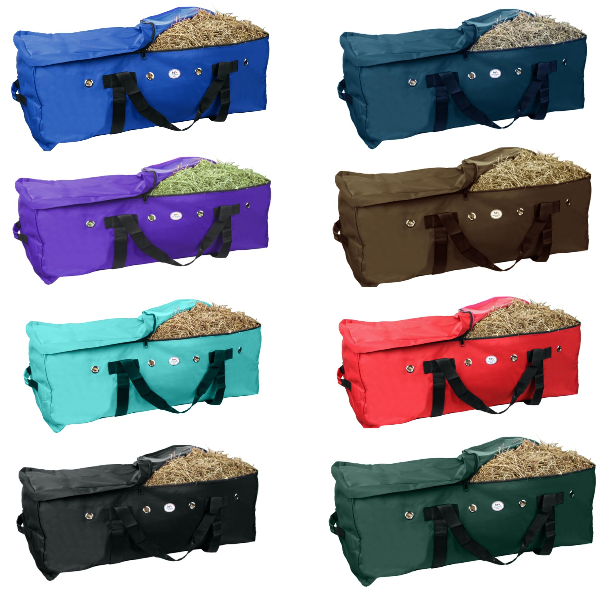 Majestic Ally hay bag in use on a farmyard, illustrating practicality