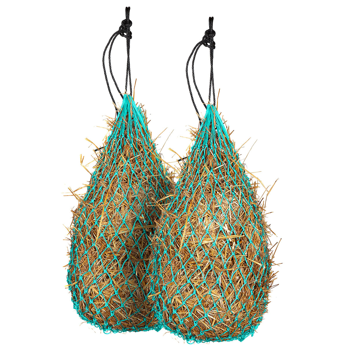 Majestic Ally hay net 42-inch turquoise slows feeding to reduce waste and support digestion