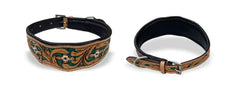 Majestic Ally hand-tooled detail on collar showcases unique flair for expressive pets.