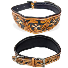 Majestic Ally leather dog collar padded inside for comfortable all-day wear during walks.