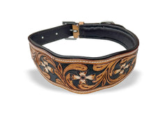 Majestic Ally leather dog collar rustic western style for adventures and park outings.