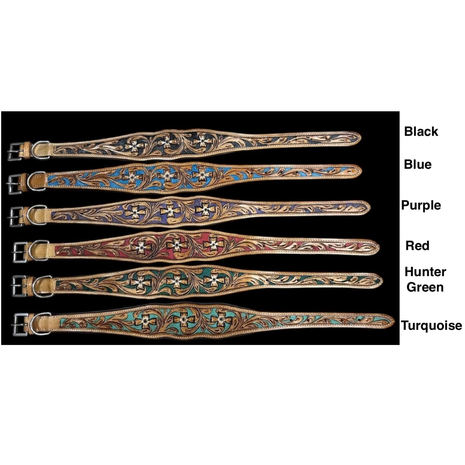 Majestic Ally leather dog collar six-colors-purple-natural—style options to match your pup