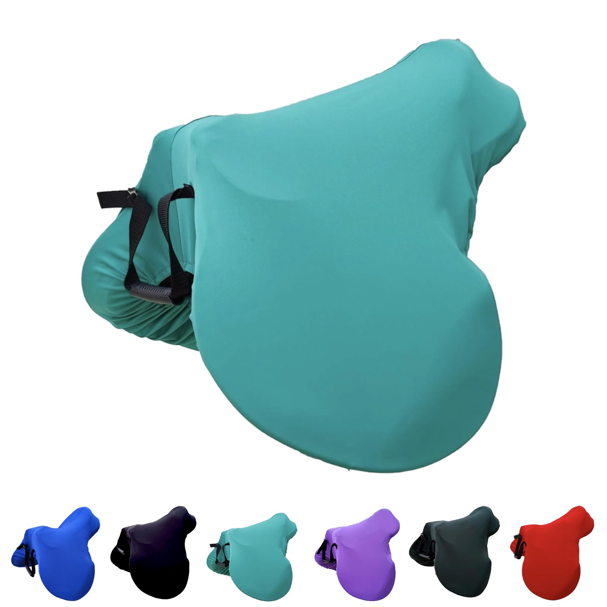 Majestic Ally saddle cover turquoise snug fit protects your saddle during transport