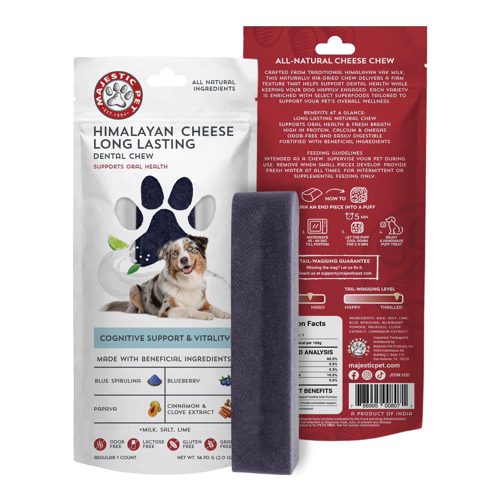 Majestic Pet yak cheese chew ready to microwave into crunchy puff