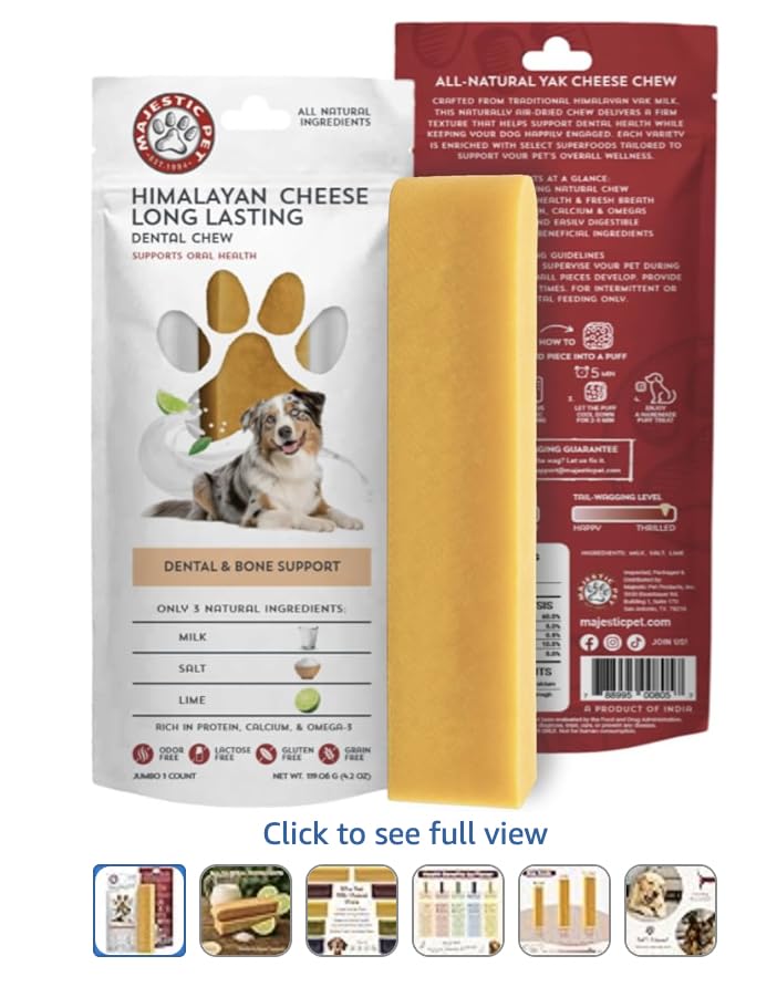 Majestic Pet Himalayan chews ingredient-label-shot highlights cow milk base